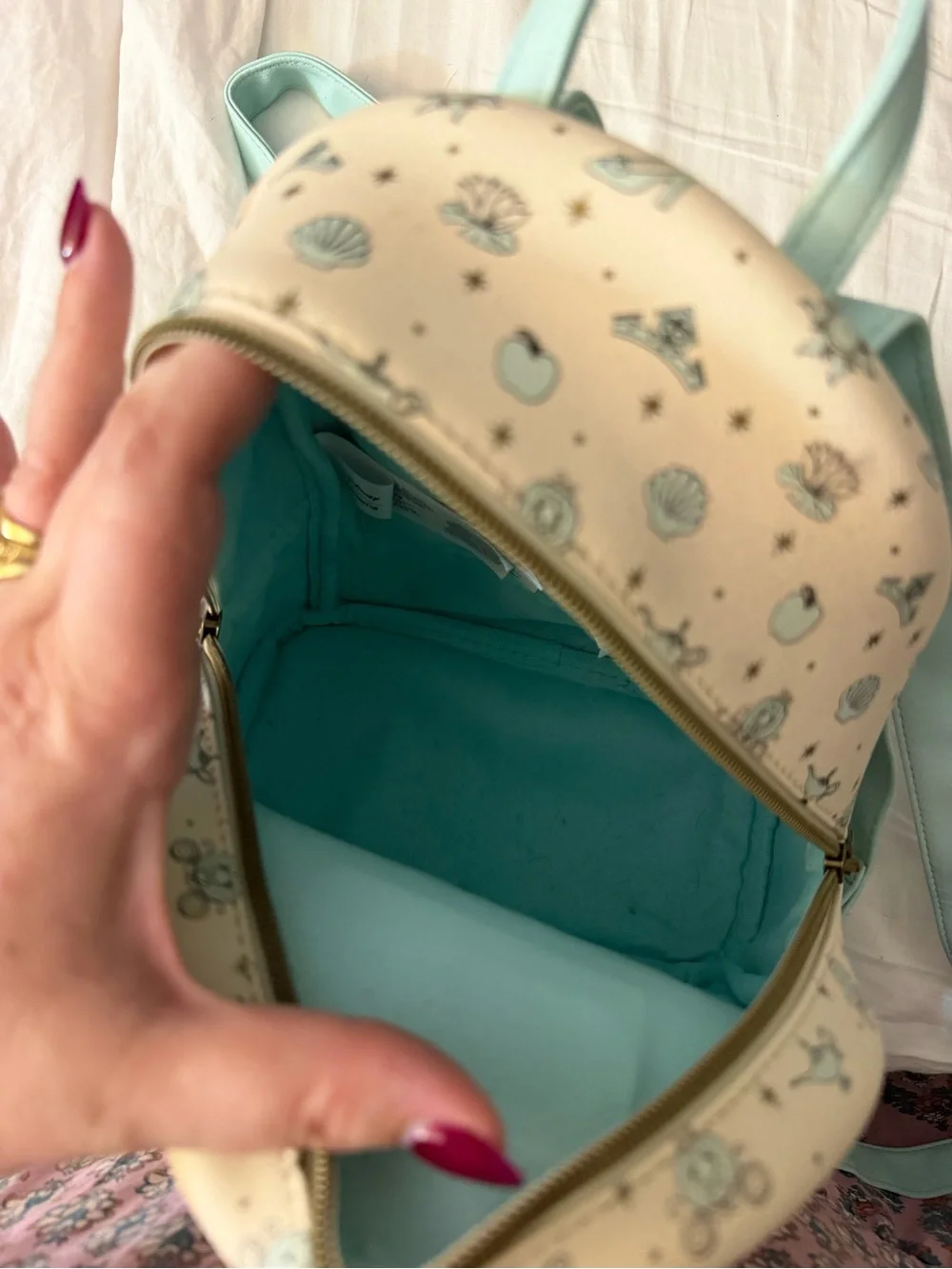 Disney Cream & Light Blue Princess Mini Backpack by Loungefly